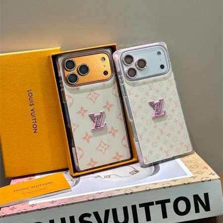 欧米ラグジュアリー風 ピンクレディース LV iPhone 保護カバー,ダイヤモンド装飾ロゴ高級感溢れるルイヴィトン携帯ケース