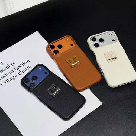 ミュウミュウ iPhone18/17Pro ケース,ソフトレザー iPhone 保護ケース