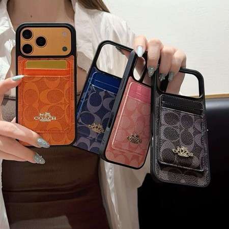 COACH アイフォーン 17 プロケース レザー カード入れ,コーチ iphone18pro 電気メッキ 耐衝撃
