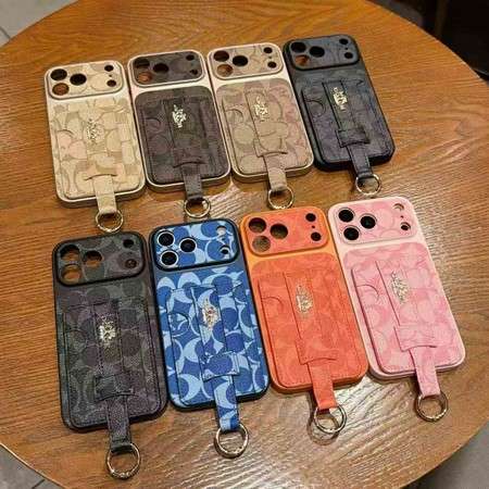 コーチ風 iphone18pro ケース レザー ベルト付き,coach iphone17promax ケース 落下防止 カード収納